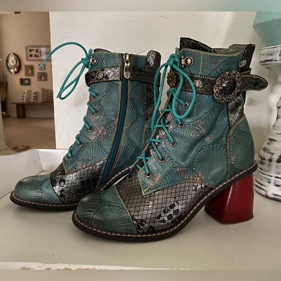Laura Vita Ankle Boots EVCAO 41 Green Size 37 EUC - Picture 5 of 9